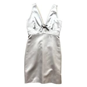 Vintage 90s Vera Wang Gold Label Dress Women's Size 10 Light Silver Gray